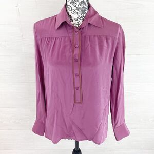 Tucker Vintage Inspired Button Down Silk Popover Top